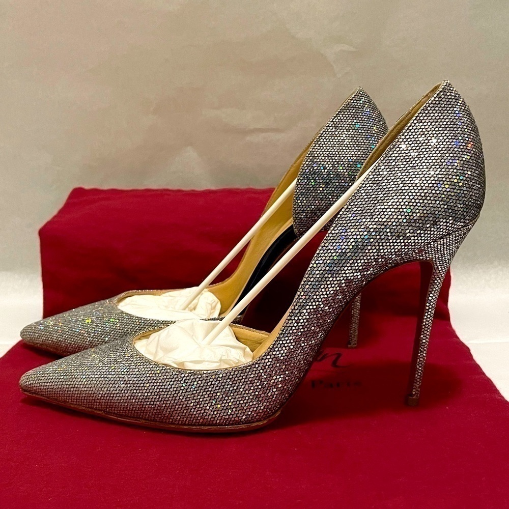 Christian Louboutin iconic ‘Iriza’ starburst discoball glitter Holo 100mm EU38